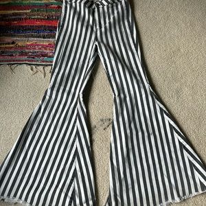 FREE PEOPLE FLARE STRIPED JEANS